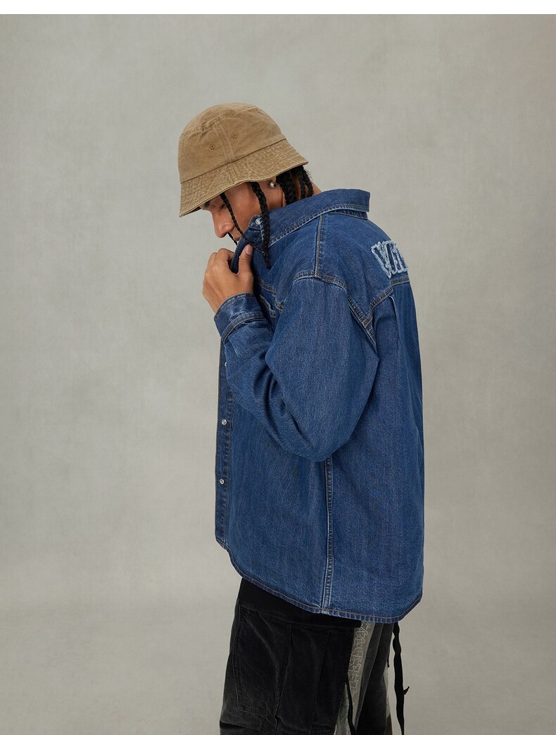 Джинсовая рубашка evisu福神 2025秋新品男商标布贴刺绣牛仔衬衣2eaejm5dl6039rxct