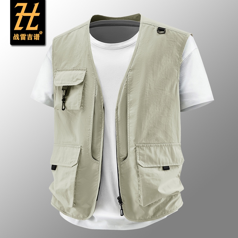 Zhanlei Jipu Multi-Pocket Outdoor Men's Vest, Summer Thin Quick-Drying Breathable Multifunctional Workwear Casual Vest Zhanlei Jipu Multi-Pocket Outdoor Men's Vest, Summer Thin Quick-Drying Breathable Multifunctional Workwear Casual Vest