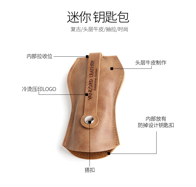 Đàn ông da mini túi chìa khóa thắt lưng treo da nhỏ kéo công suất lớn - Trường hợp chính ví móc chìa khóa nam da thật