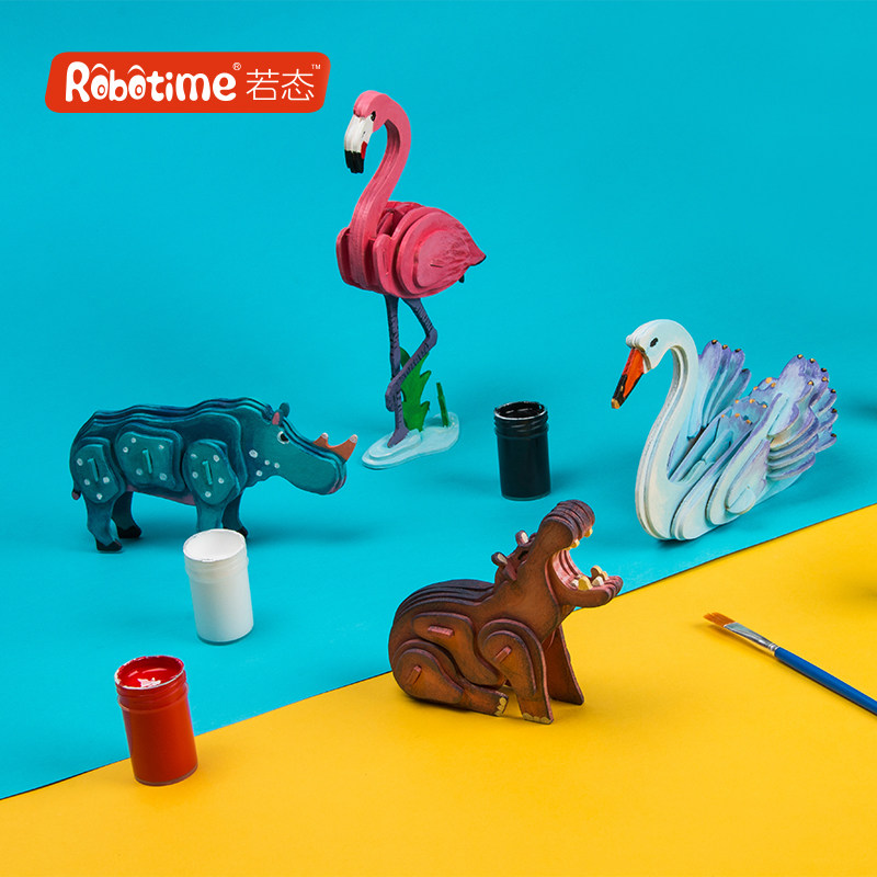 State 3D Cubic puzzle children Puzzle Painted Painted Toy Car Diy Woody Manual Wood Assembly Model