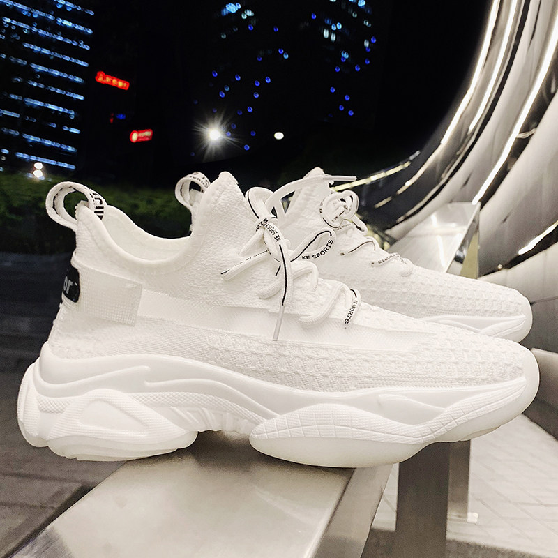 Old Daddy Shoes Man Summer Style Soft Bottom Net Face Shoes Breathable Sneaker Trend Flying Loom Coconut Shoes Youth Tide Card Heightening Shoes 