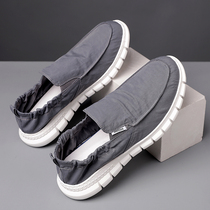 Summer old Beijing cloth shoes men driving casual shoes canvas breathable soft soles one foot lazy shoes