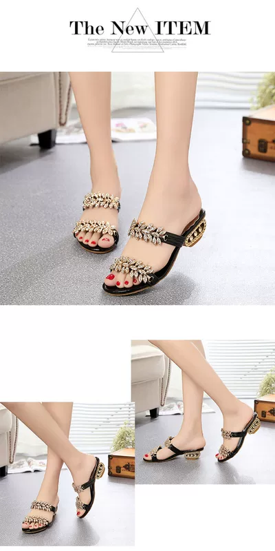 Dép mới 2019 dép nữ mùa hè đi biển sandal và dép nữ thời trang với một đôi dép rhinestone kéo - Dép