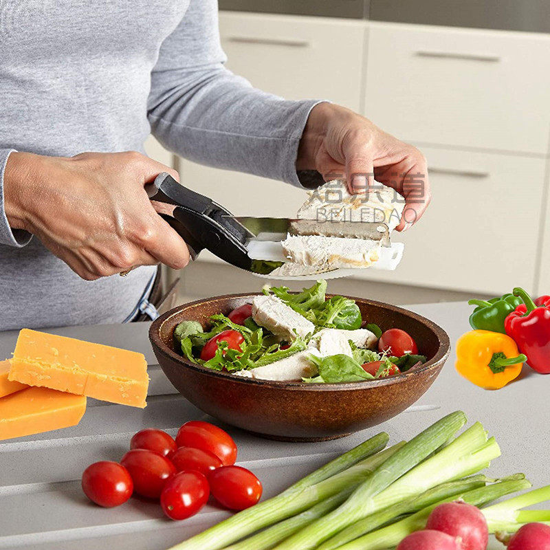 Kitchen Multifunction Kitchen Knife Chopping two-in-one Vegetable Salad Cut food Cooking block slice Chopped Parsley Onion Blossom Cut