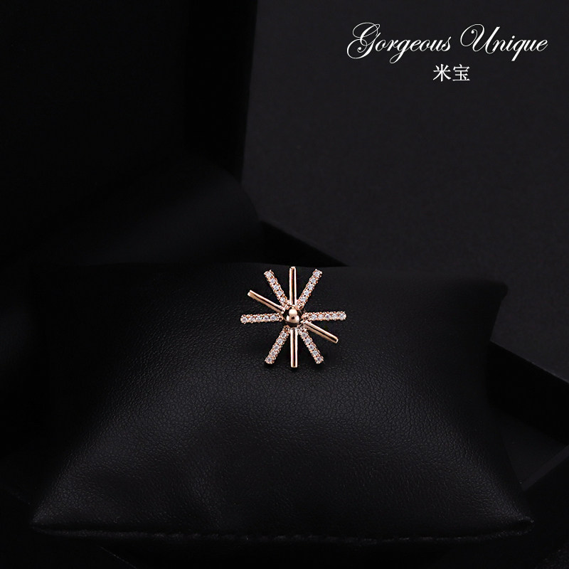 Geometric Abstract Sunflower Korea Simple Collar Needle Buttoned Neckline Fixed Clothing High Quality Zircon Brooch Brooch Chest Flowers