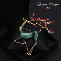 Mibao designer tree deep see deer retro hand-painted large elk brooch Sen sika deer corsage