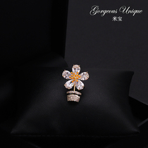 393 hand-painted cute potted flowers small brooch dress cardigan anti-light collar pin buckle clothes fixed button