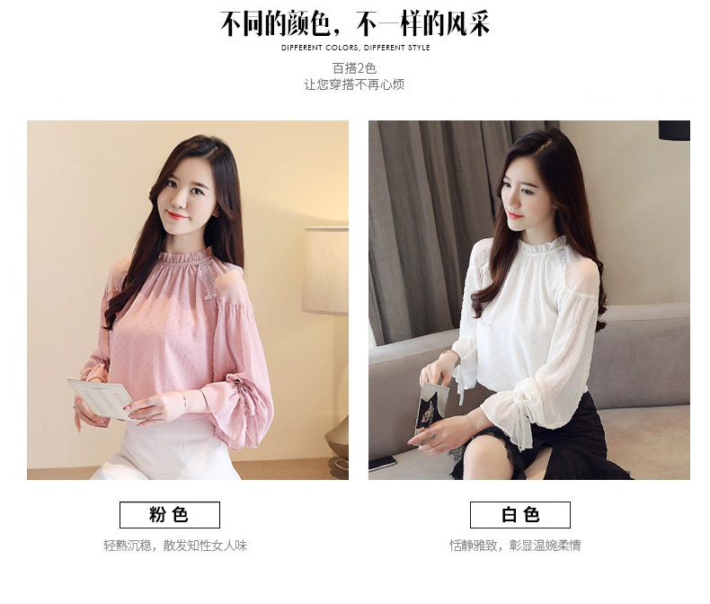 Áo sơ mi nữ mùa thu 2018 mới áo voan tay dài quần áo đầu thu thủy triều đầu mùa thu áo sơ mi ren búp bê
