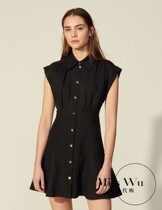 Sandro Farpa2021 summer new French commuter single-breasted ruffle sleeveless dress