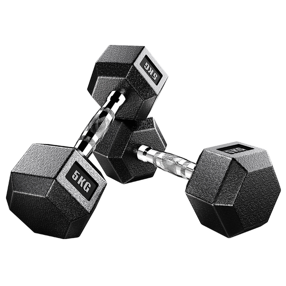 Women's and children's fixed hexagonal rubberized arm muscle training dumbbells