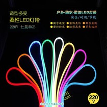 led灯条七彩变色渐变闪光户外防水 亮化220V 12v霓虹柔性RGB灯带