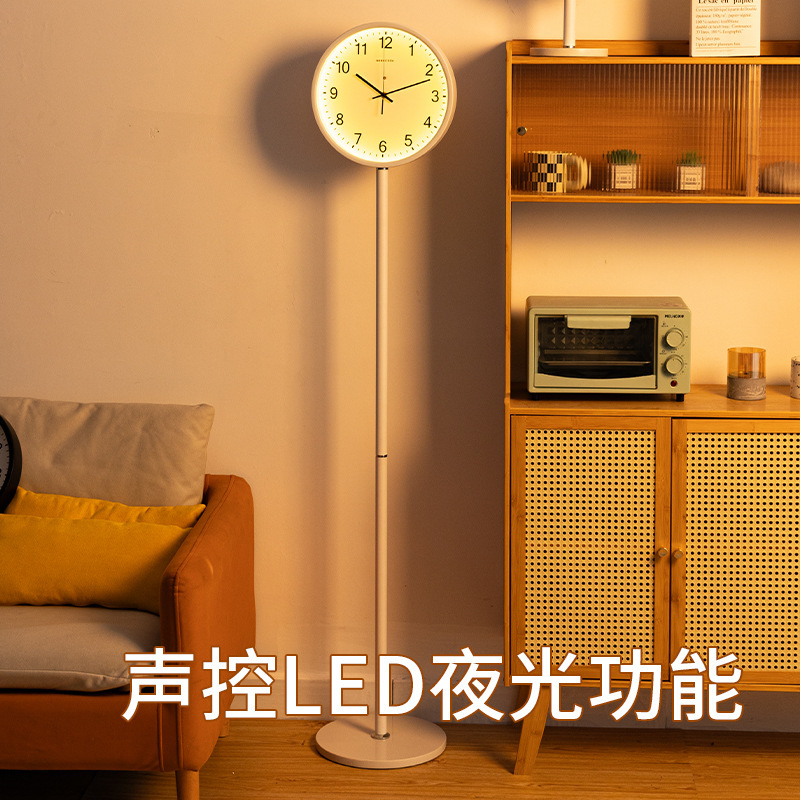 Marble Base Floor Clock, Sound-Activated Led Night Light, Radio-Controlled Automatic Time Synchronization Movement, Japanese Seiko Movement Clock