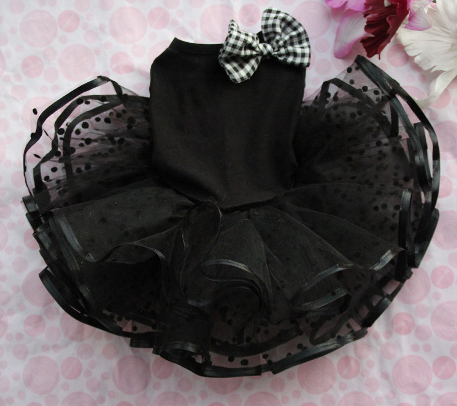 Black super fluffy skirt puppy dog ​​clothes Teddy small puppy French Dou Bichon autumn Pomeranian summer skirt - Taobao