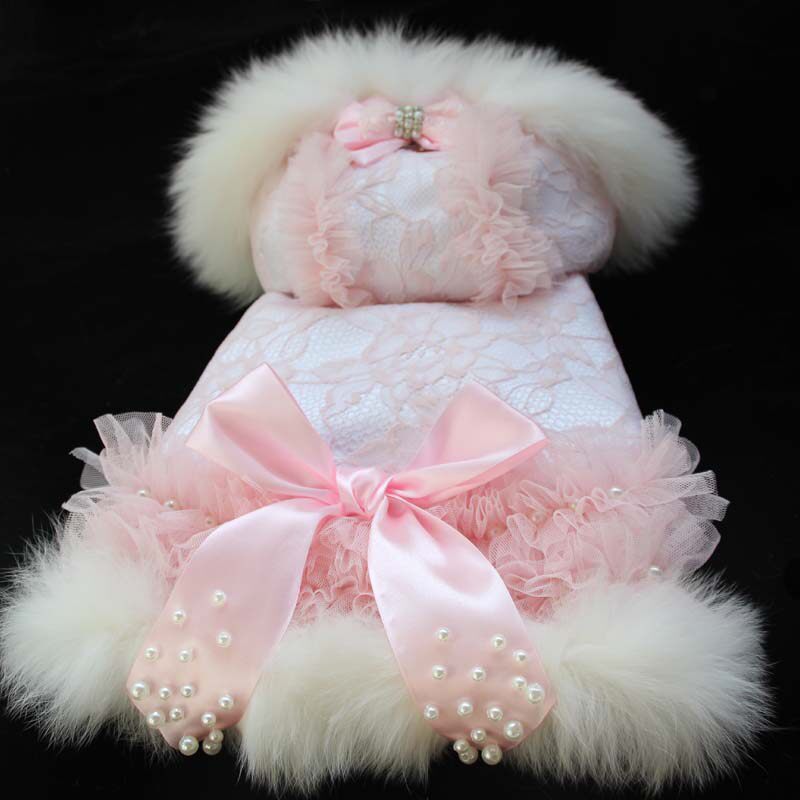 Naked pink fox fur super fairy padded jacket pet padded jacket pet clothes cat dog clothes pet autumn and winter - Taobao