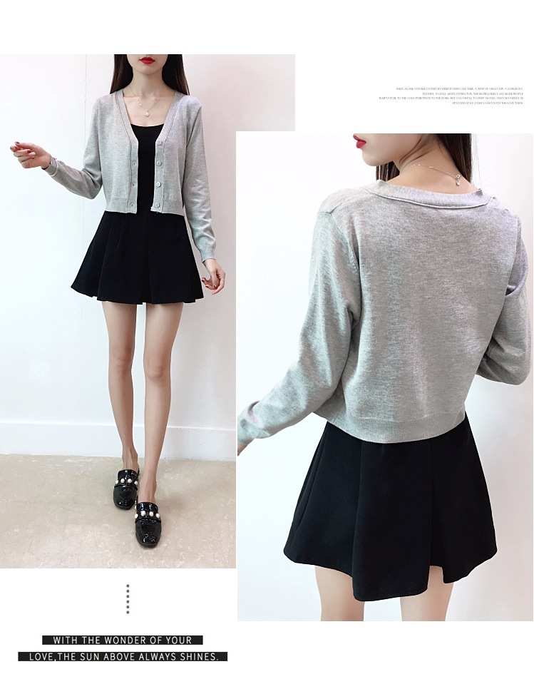 Đan Cardigan nữ ngắn sinh viên Hàn Quốc 2018 đầu mùa xuân mới áo len áo khoác hoang dã trường cao đẳng mùa thu bên ngoài áo len form rộng