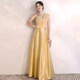 Evening dress female 2022 new noble temperament banquet golden long choir performance costume host show thin long skirt