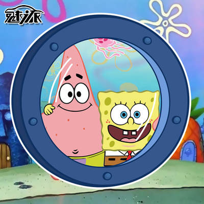 Spongebob, Patrick, and Squidward cartoon cartoon reflective car stickers with scratches covering the rear glass of the car body