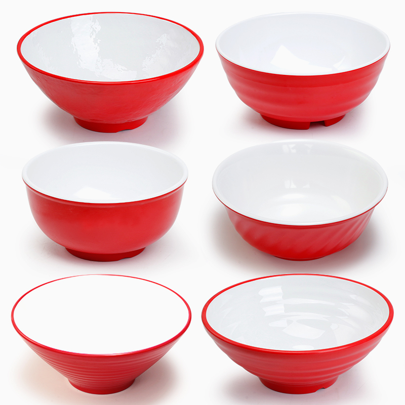 Nordic Thickened Melamine Imitation Porcelain Bowl for Noodle Shops, Red and White Creative Two-Tone Snail Noodle Bowl, Plastic Porridge Bowl, Breakfast Bowl Nordic Thickened Melamine Imitation Porcelain Bowl for Noodle Shops, Red and White Creative Two-Tone Snail Noodle Bowl, Plastic Porridge Bowl, Breakfast Bowl