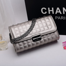 小香风羊皮菱格链条包真皮女包