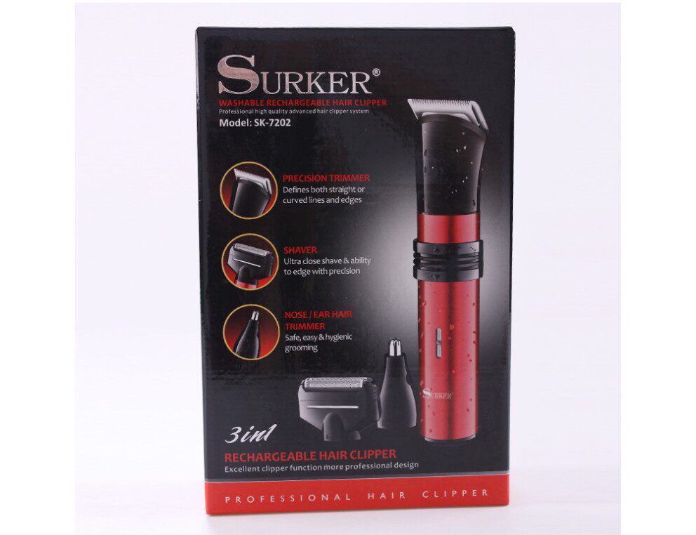 Xuke 7202SURKER charging and plugging dual-use three-in-one multi-functional nose hair device hair clipper shaving razor set