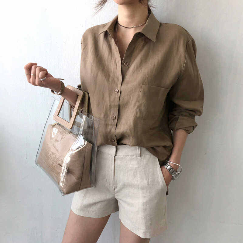 Cotton and Linen Shirt for Women, Outerwear, 2026 Spring and Autumn New Style, Hong Kong Style, White Linen, Unique Design, Niche Casual Shirt