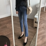 Джинсы, осенние ретро синие штаны, высокая талия, свободный прямой крой