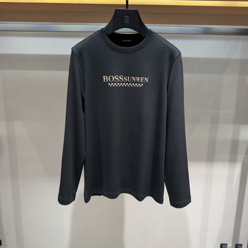 Bos Shenwei Spring and Autumn Two-Color Slightly Elastic Round Neck Long-Sleeved T-Shirt 143210051170 Tag 1680