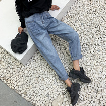 2021 Summer High-waisted Loose Daddy Jeans Female Hyuna Same Net Red Slim Joker Wide Leg Straight Pants