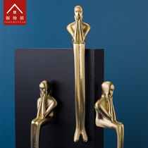 Creative brass handle simple modern wardrobe door cabinet drawer light luxury Nordic golden pure copper cabinet long handle