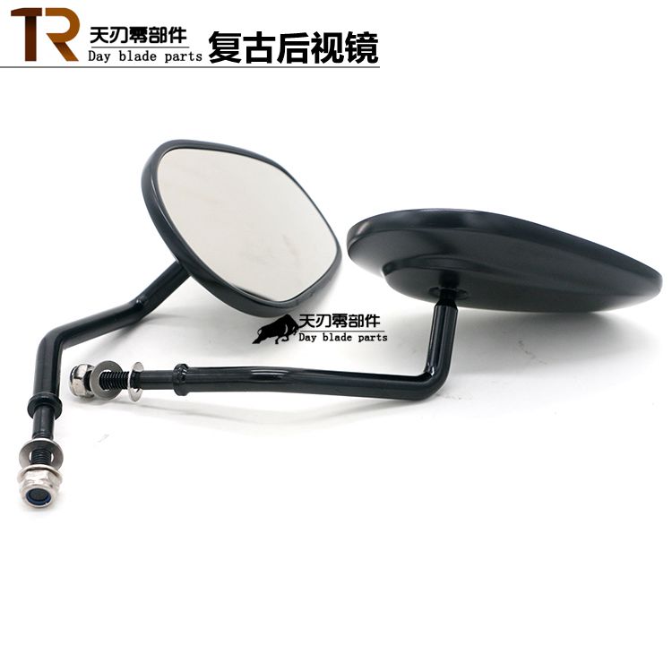Phụ kiện xe máy Harley xe máy sửa đổi gương chiếu hậu kim loại retro retro hợp kim nhôm đen gương xe máy xoay 360