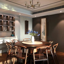 Popular Su Mao black walnut round dining table home new Chinese dining table solid wood round table simple round dining table and chair set