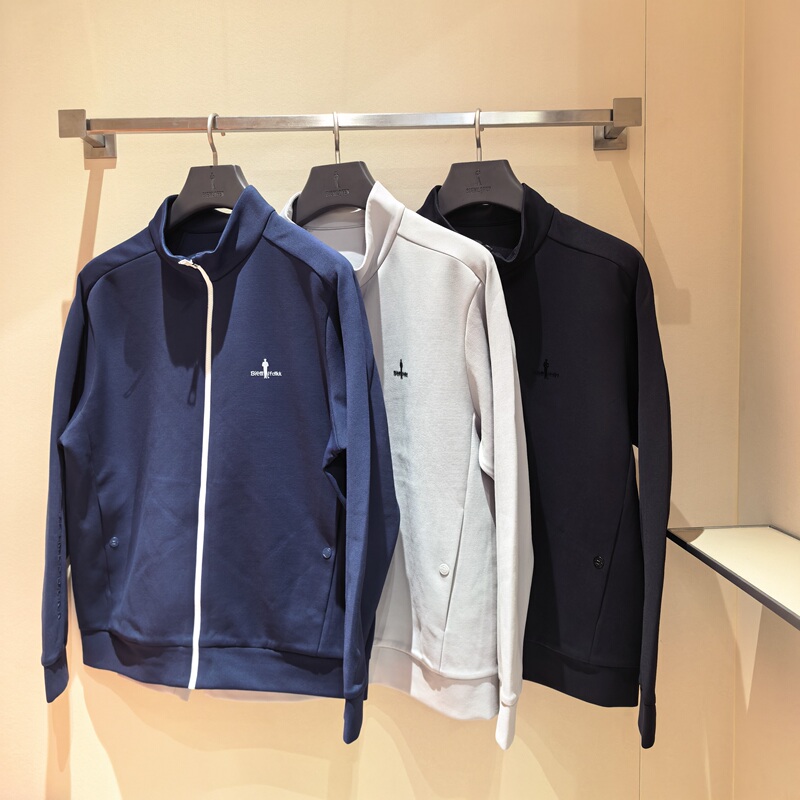 Biyinlefen Men's Autumn New Stand Collar Zipper Knit Jacket Loose Sports Coat Golf Exclusive Biyinlefen Men's Autumn New Stand Collar Zipper Knit Jacket Loose Sports Coat Golf Exclusive