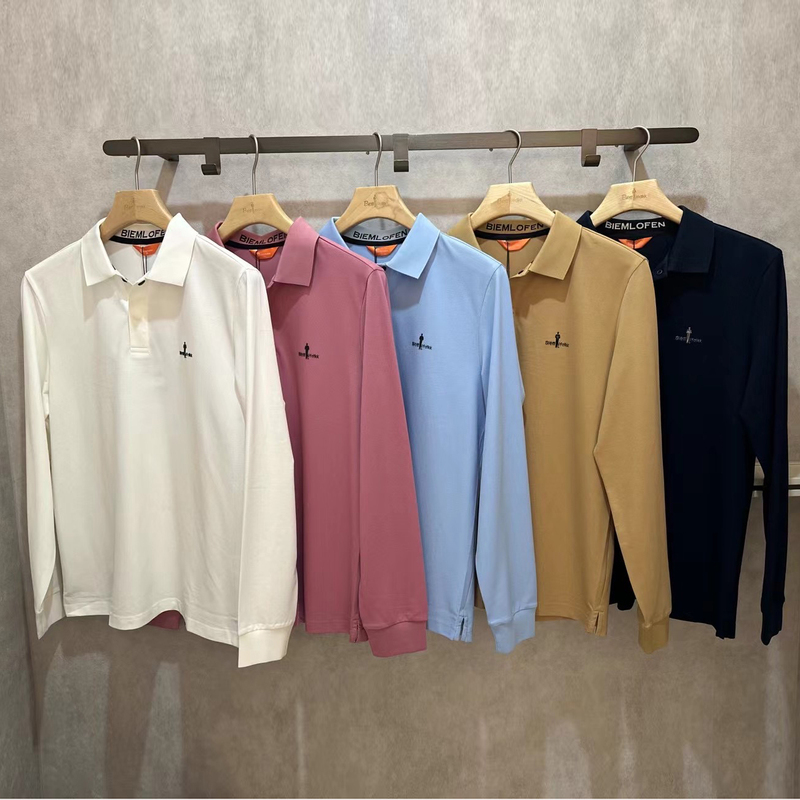 [Long-Staple Cotton] Biyinlefen Autum Men's Long-Sleeved Polo Shirt Work Clothing Casual Skin-Friendly Comfortable Lapel T-Shirt