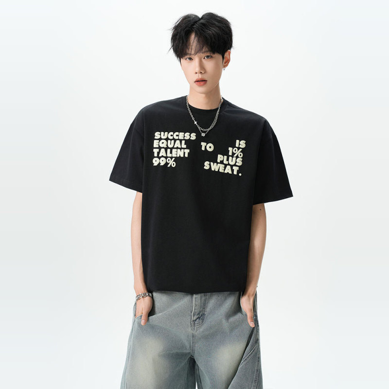 Humilityn Heavyweight 280g Letter 3D Foam Slogan Short-Sleeve Cleanfit Unisex Crew Neck Loose Fit