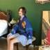 Phụ nữ mùa thu 2018 mới phù hợp với áo sơ mi sọc ngang khí chất hoang dã + áo len rộng áo thun thời trang hai mảnh áo len nữ hàng hiệu Áo len