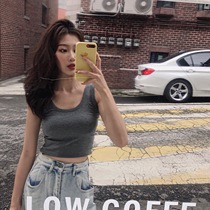 Hong Kong wind small sling female summer 2021 new vest female summer outside wear ins inside with bottom short coat women