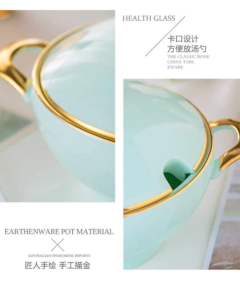 BeiYu celadon bowl large household food bowl with cover bowl mercifully rainbow such use creative ceramic pot soup basin of jingdezhen