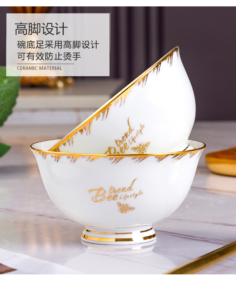 BeiYu bee 78 luxurious dishes suit household tableware up phnom penh jingdezhen bowl chopsticks bowl dish combination