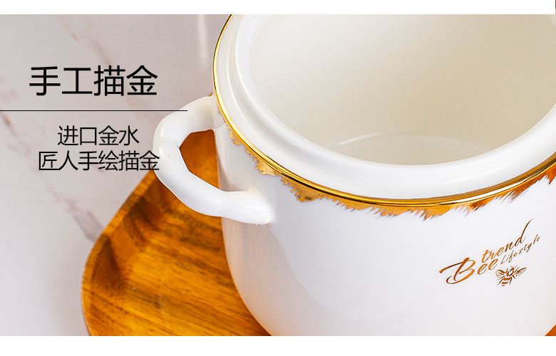 BeiYu bee ipads porcelain ceramic double cover water bird 's nest stew stew to use household with cover stew pot 1 to 2