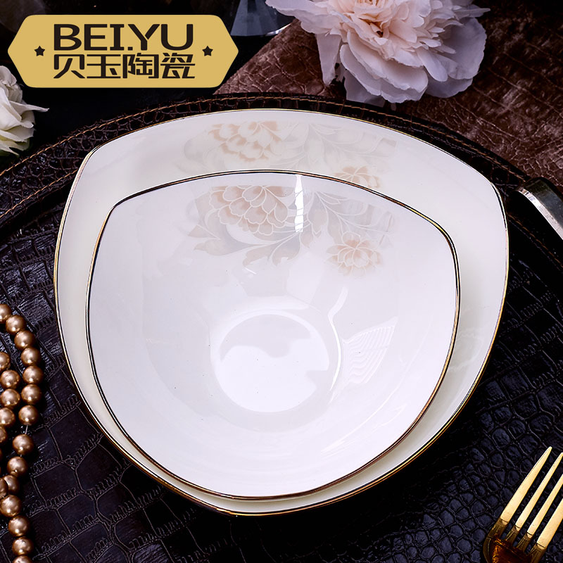 BeiYu European - style ipads porcelain triangle creative fruit salad bowl bowl bowl dessert bowls of rice bowls of household ceramics cereal bowl
