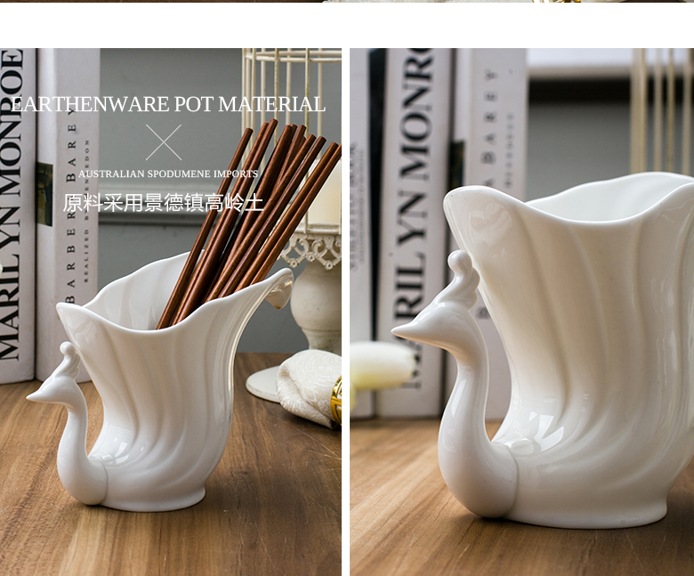 BeiYu white spoon holder ipads China chopsticks tube kitchen ware jingdezhen ceramics tableware chopsticks cage receive home