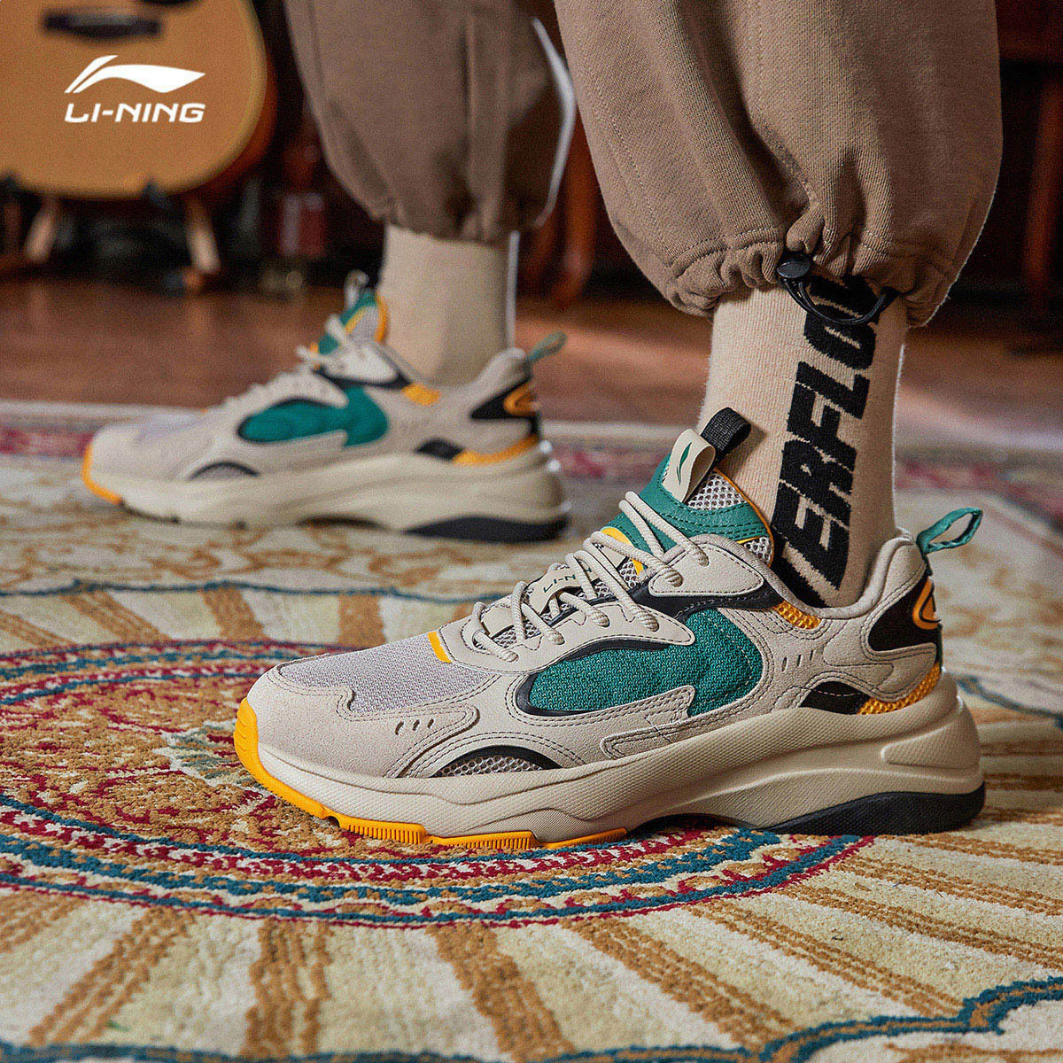 Li Ning casual shoes 2022 new men's shoes fashion classic trend retro thick bottom low top sneakers AGCR205