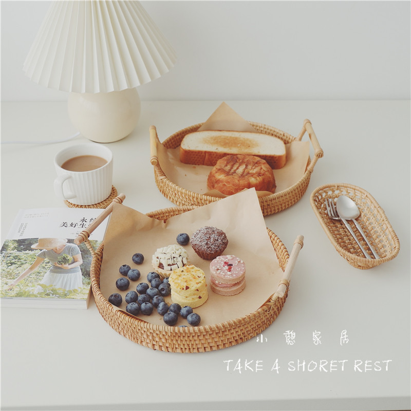 Fuji basket woven and pallet with props mask pallet hand-ear snack bamboo-wrapped fruit disk