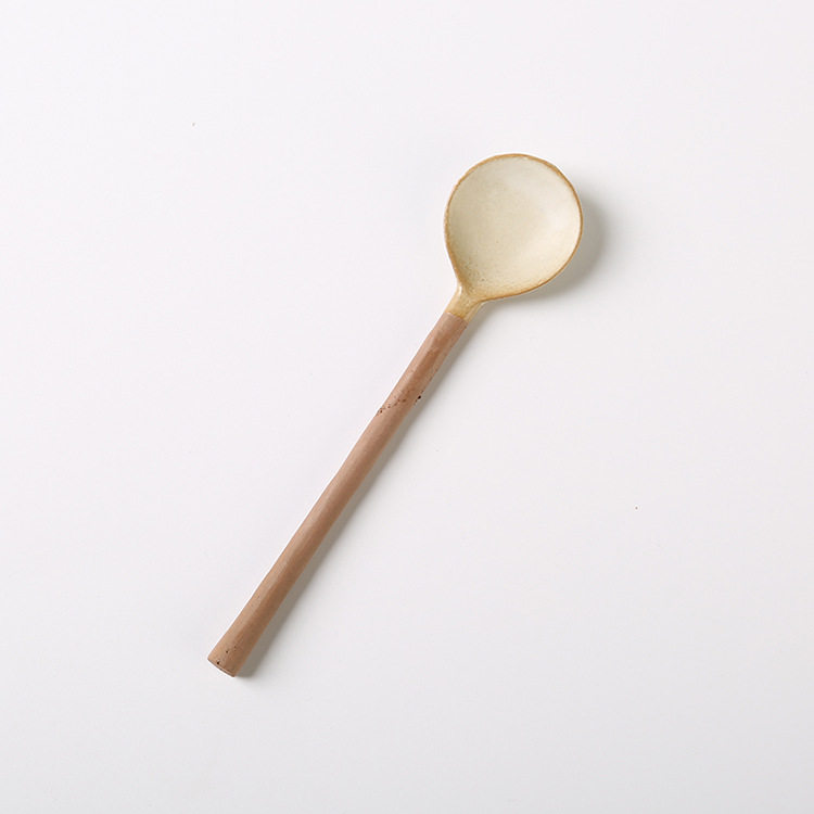 Handmade retro coffee spoon Japanese-style ceramic long-handled coffee spoon small spoon creative stirring spoon old spoon