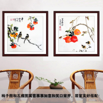 Chinese painting flower and bird painting pure hand-painted authentic sketch bucket ink painting living room office dining room decoration framed with frame
