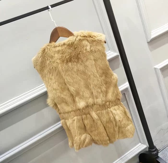 Mùa thu đông mới Dongdaemun lông thỏ ngọt ngào Phiên bản Hàn Quốc của eo thon Slim Slim không tay vest vest lông áo lông gile