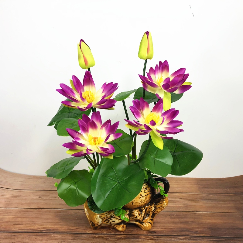 Một nồi mô phỏng hoa sen sen cho Phật hoa tập nhỏ nhựa giả hoa nhỏ trồng trong chậu trang trí trang trí nhà cửa.