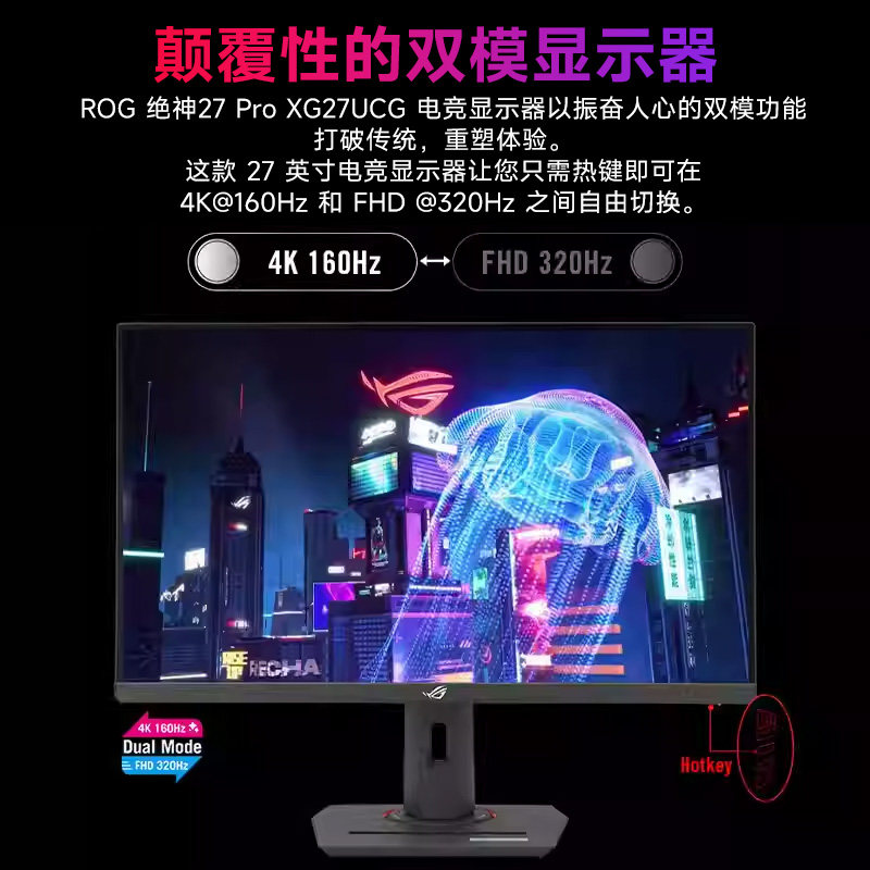 Asus Rog Dual Mode Xg27Ucg Ultimate 27-Inch 4K160Hz High Refresh Rate Desktop Computer Monitor Xg27Ucs