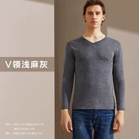 [Толстая немецкая бархатная лихорадка] V-образный вырез светло-конопляно-серый