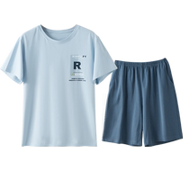 Hengyuanxiang pajamas mens summer short-sleeved shorts set pure cotton thin summer cotton soft home wear for men
